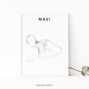 Maui HI Karte Print, Hawaii USA Karte Art Poster, Kahului City Street Road Map Print, Kinderzimmer Wand Büro Dekor, druckbare Karte