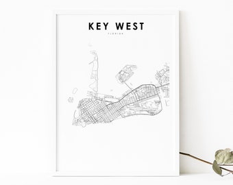 Key West FL carte impression, Floride USA carte Art affiche, Florida Keys, City Street Road Map Print, Nursery Room Wall Office Decor, carte imprimable