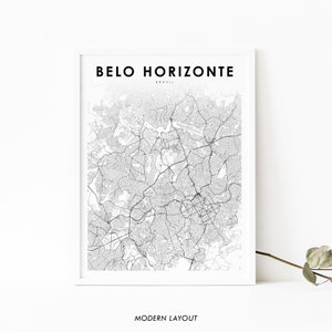 Belo Horizonte Brasilien Karte Drucken, Minas Gerais Brasilien Karte Kunst Poster, Stadt Straße Straße Karte Druck, Kinderzimmer Wand Büro Dekor, printable