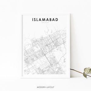Islamabad Pakistan Map Print, Map Art Poster, اسلام آباد Islamic City Street Road Map Print, Nursery Room Wall Office Decor, Printable Map