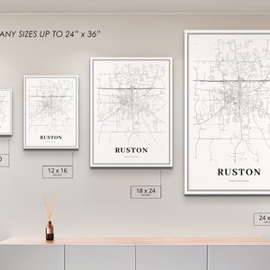 Ruston LA Map Print, Louisiana USA Map Art Poster, Louisiana Tech, City ...