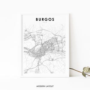 Burgos Spain Map Print, Burgos España Map Art Poster, Castile and León, City Street Road Map Print, Room Office Wall Decor, Printable Map