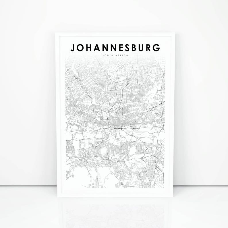 Johannesburg Map Print South Africa Map Art Poster City Etsy