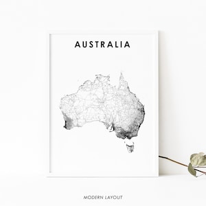 Impresión de mapas de Australia, cartel de arte de la hoja de ruta del país, arte del mapa de Sydney Melbourne Brisbane Oceanía, decoración de la oficina de la pared de la sala de la guardería, mapa imprimible