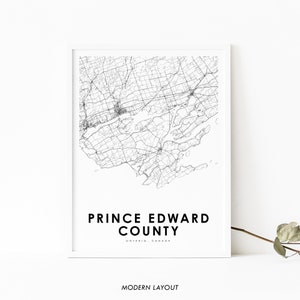 Prince Edward County Ontario Map Print, ON Canada Map Art Poster, City Street Road Map Print, Nursery Room Wall Office Decor, Printable Map