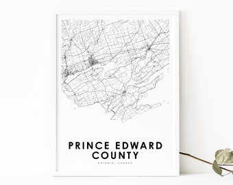 Prince Edward County Ontario Map Print, ON Canada Map Art Poster, City Street Road Map Print, Nursery Room Wall Office Decor, Printable Map