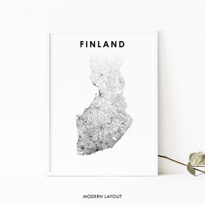 Süd-Finnland Karte Poster, Straßenkarte Kunst Poster, Suomi, Suomen, Skandinavische Finnland, Kartenkunst, Kinderzimmer Büro Wanddekoration druckbare Karte