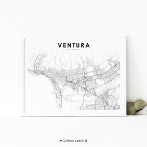 Ventura CA Map Print, California USA Map Art Poster, San Buenaventura City Street Map Print, Nursery Room Wall Office Decor, Printable Map