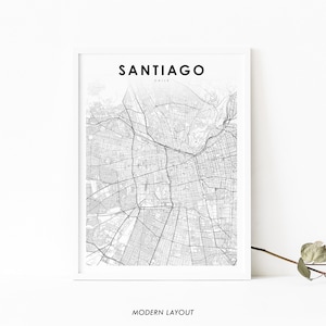 Santiago de Chile Karte Drucken, Karte Kunst Poster, Santiago de Chile, Stadt Straße Straße Karte Drucken, Kinderzimmer Wand Büro Dekor, druckbare Karte
