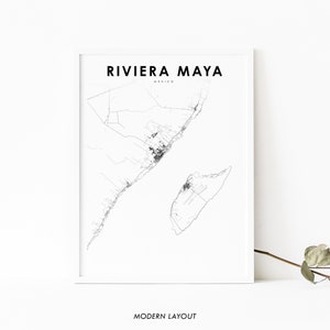 Riviera Maya Mexique carte impression, carte Art affiche, Playa del Carmen, ville route rue carte impression, pépinière chambre mur bureau Decor, carte imprimable