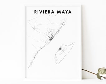 Riviera Maya Mexico Map Print, Map Art Poster, Playa del Carmen, City Road Street Map Print, Nursery Room Wall Office Decor, Printable Map