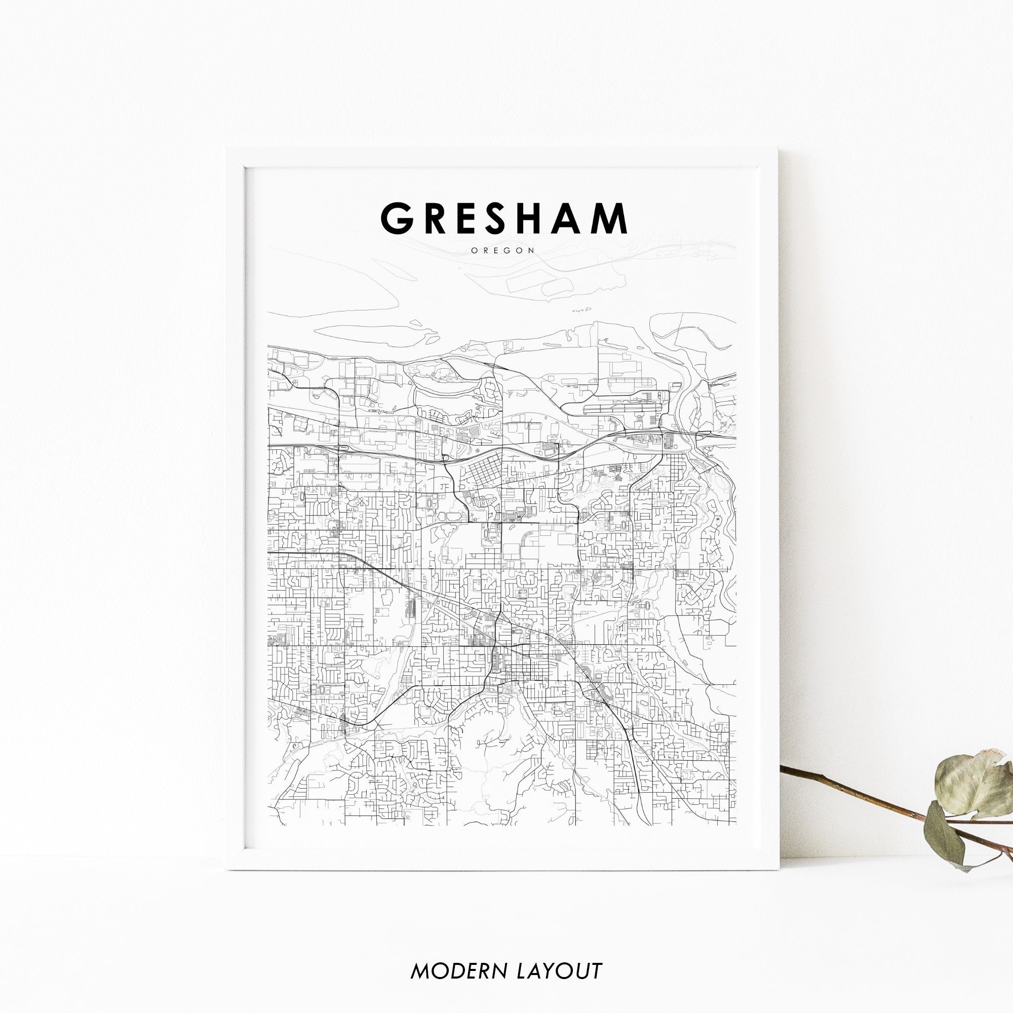 Gresham OR Map Print Oregon USA Map Art Poster City Street Etsy