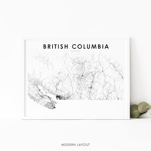 British Columbia Karte Drucken, BC Kanada Road Map Print, Kanada Karte Kunst Poster, Kinderzimmer Wand Büro Dekor, druckbare Karte