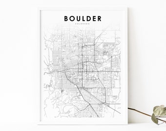 Boulder CO Map Print, Colorado Map Art Poster, USA Map Art, City Street Road Map Print, Nursery Room Wall Office Decor, Printable Map
