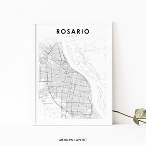 Rosario Argentinien Karte Print, Argentinien Karte Kunst Poster, Santa Fe, Stadt Straße Road Map Print, Kinderzimmer Wand Büro Dekor, druckbare Karte