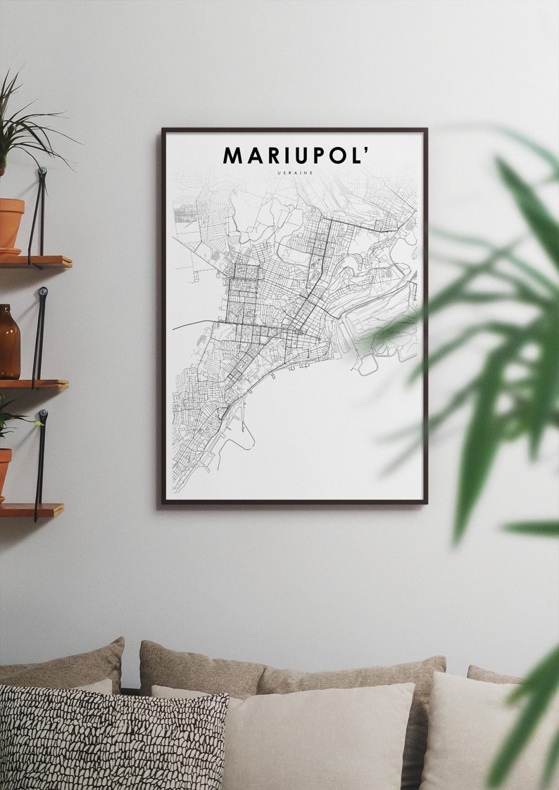 Mariupol Ukraine Map Print, Mariupol' Map Art Poster, Donetsk, City Road Street Map Print, Nursery Room Wall Office Decor, Printable Map image 3