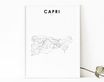 Capri Island Italy Map Print, Road Map Art Poster, Naples Campania, Italia Map Art, Nursery Room Wall Office Decor, Printable Map