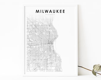 Milwaukee Area WI Karte Druck, Wisconsin USA Karte Kunst Poster, Stadt Straße Straße Karte Druck, Kinderzimmer Wand Büro Dekor, druckbare Karte