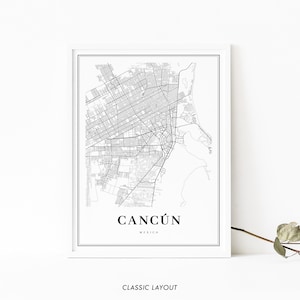 Cancun Mexico Map Print, Cancún México Map Art Poster, City Street Road ...