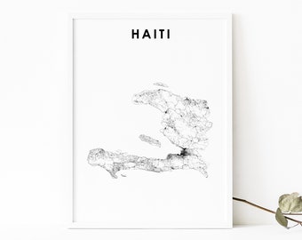 Haiti Karte Druck, Straßen Karte Kunst Poster, Haiti Ayiti Hayti Haitian Domican Karibik Karte Kunst, Kinderzimmer Wand Büro Dekor, druckbare Karte