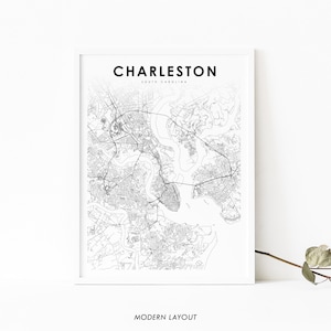 Charleston Area SC Map Print, South Carolina USA Map Art Poster, City Street Road Map Print, Nursery Room Wall Office Decor, Printable Map