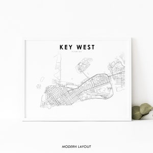 Key West FL kaart afdrukken, Florida USA kaart kunst poster, Florida Keys, stad straat routekaart afdrukken, kinderkamer muur kantoor decor, afdrukbare kaart
