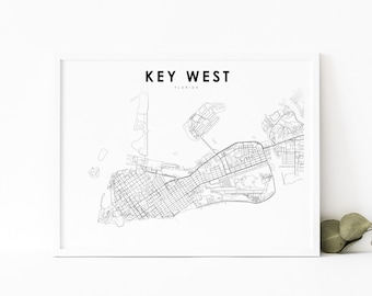 Key West FL carte impression, Floride USA carte Art affiche, Florida Keys, City Street Road Map Print, Nursery Room Wall Office Decor, carte imprimable