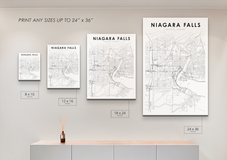 Niagara Falls Canada Map Print, Ontario ON Canada Map Art Poster, City Street Road Map Print, Nursery Room Wall Office Decor, Printable Map image 5