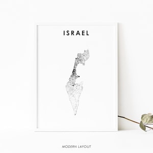 Israël kaart afdrukken, land routekaart Art Poster, Jeruzalem Hebreeuws-Joodse, landkaart kunst, kinderkamer muur kantoor decor, afdrukbare kaart