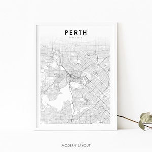 Perth Australia Map Print, West Australia WA AU Map Art Poster, City Street Road Map Print, Nursery Room Wall Office Decor, Printable Map