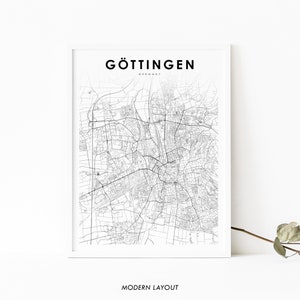 Göttingen Deutschland Karte Print, Karte Kunst Poster, Niedersachsen, Göttingen, Stadt Straße Road Map Print, Kinderzimmer Büro Wand Dekor, printable