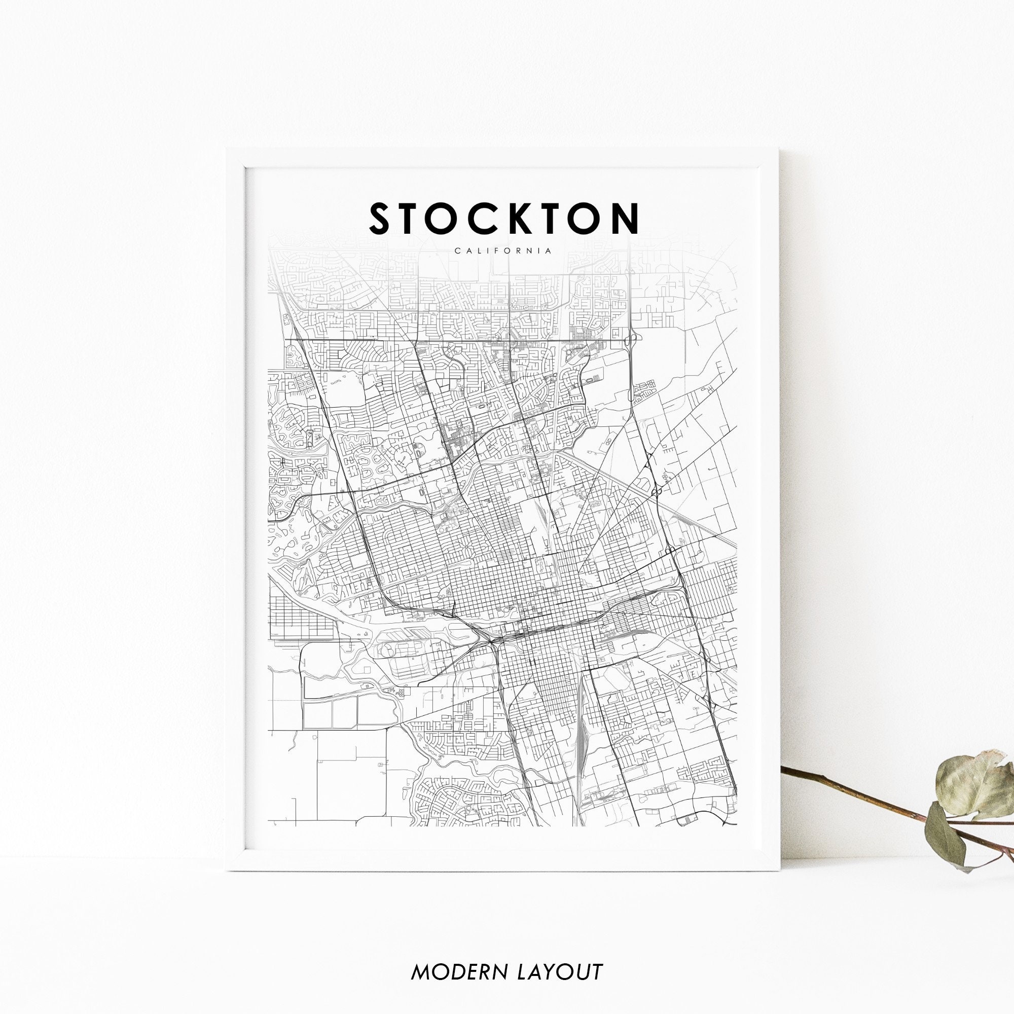 Stockton CA Map Print California USA Map Art Poster