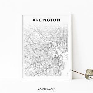 Arlington VA kaart afdrukken, Virginia USA kaart Art Poster, Washington DC City Street Road kaart afdrukken, kinderkamer muur Office Decor, afdrukbare kaart