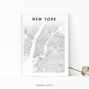 New York NYC Karte Druck, New York City NY USA Karte Kunst Poster, Stadt Straße Straßenkarte Druck, Kinderzimmer Wand Büro Dekor, druckbare Karte