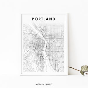 Downtown Portland OR Map Print, Oregon USA Map Art Poster, City Street Road Map Print, Nursery Room Wall Office Decor, Printable Map