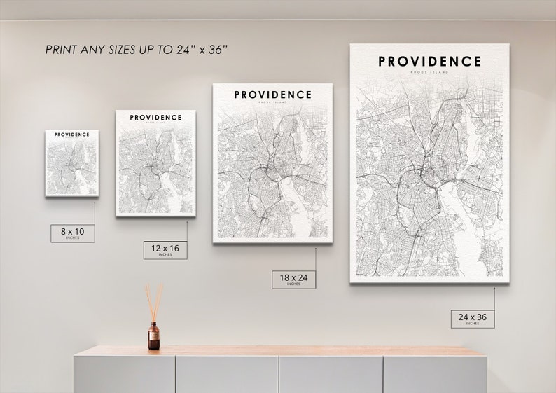Providence RI Map Print, Rhode Island USA Map Art Poster, City Street Road Map Print, Nursery Room Wall Office Decor, Printable Map image 5