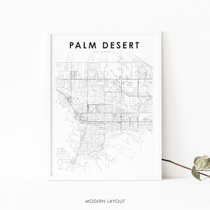 Palm Desert CA Karte Print, Kalifornien USA Karte Kunst Poster, Riverside City Street Road Map Print, Kinderzimmer Wand Büro Dekor, druckbare Karte