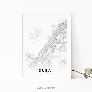 Impressão de mapa de Dubai Emirados Árabes Unidos, pôster de arte de mapa dos Emirados Árabes Unidos, impressão de mapa de estradas de Dubai City Street, decoração de escritório de parede de quarto de berçário, para impressão