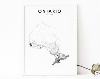 Ontario Canada carte impression, carte routière impression, ON Canada Toronto GTA carte Art affiche, pépinière chambre mur bureau Decor, carte imprimable