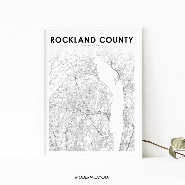 Rockland County NY Map Print, New York USA Map Art Poster, City Street Road Map Print, Nursery Room Office Wall Decor, Printable Map