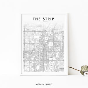 Las Vegas Strip NV Karte Print, Nevada USA Karte Art Poster, The Strip, City Street Road Map Print, Kinderzimmer Wand Büro Dekor, druckbare Karte