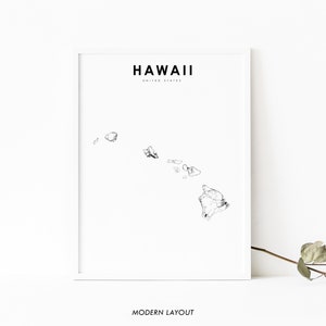 Impressão de mapa do Havaí, impressão de mapa de estradas, ilhas havaianas HI EUA Estados Unidos mapa artístico pôster, decoração de parede de quarto de berçário, mapa para impressão