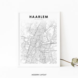 Impressão de mapa de Haarlem Holanda, pôster de arte de mapa de Nederland, impressão de mapa de estradas da cidade de Amsterdã, decoração de escritório de parede de quarto de berçário, mapa para impressão