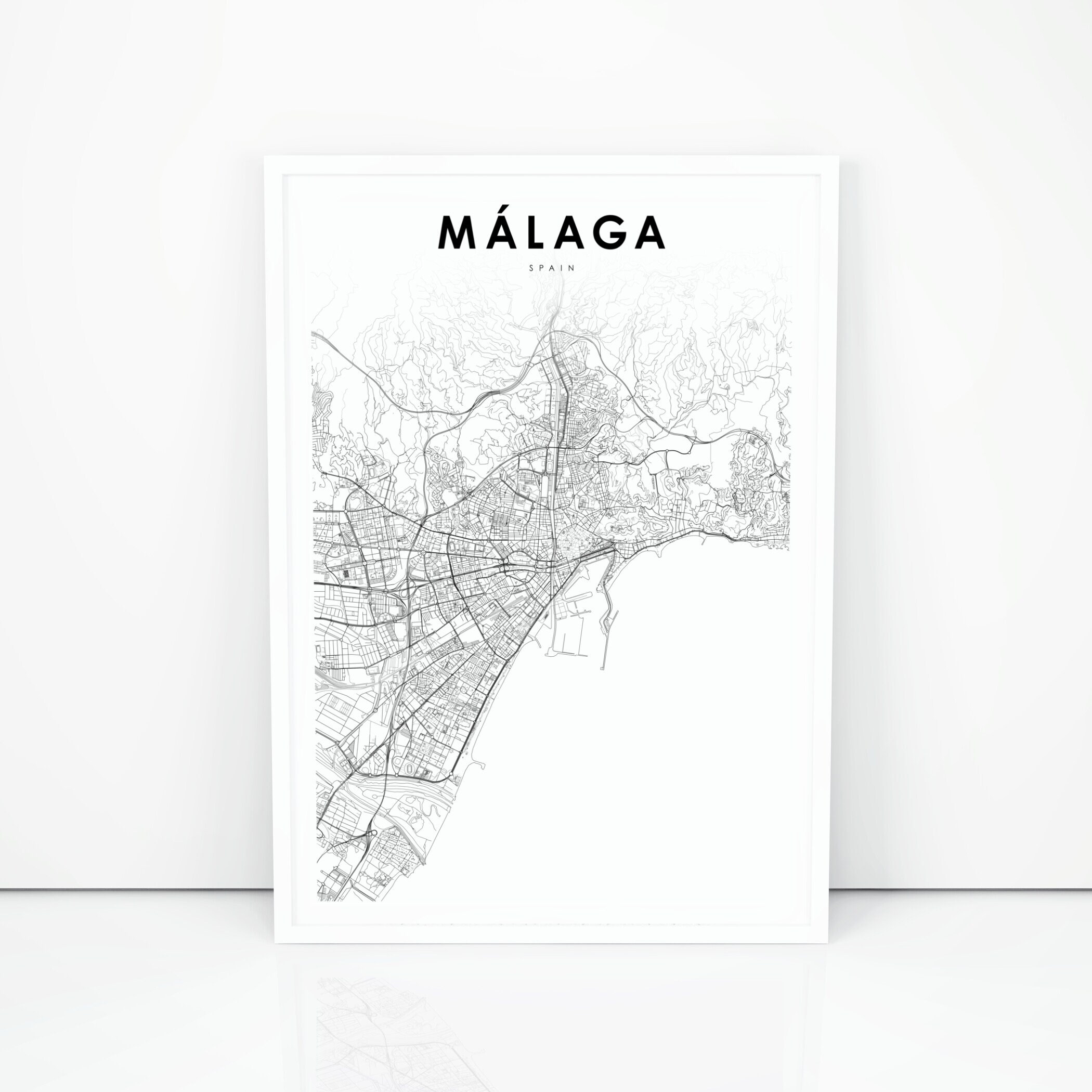 Malaga Spain Map Print Málaga Map Art Poster City Street | Etsy