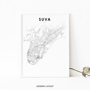 Suva Fiji Map Print, Map Art Poster, Viti Levu, City Street Road Map Print, Nursery Room Wall Office Decor, Printable Map