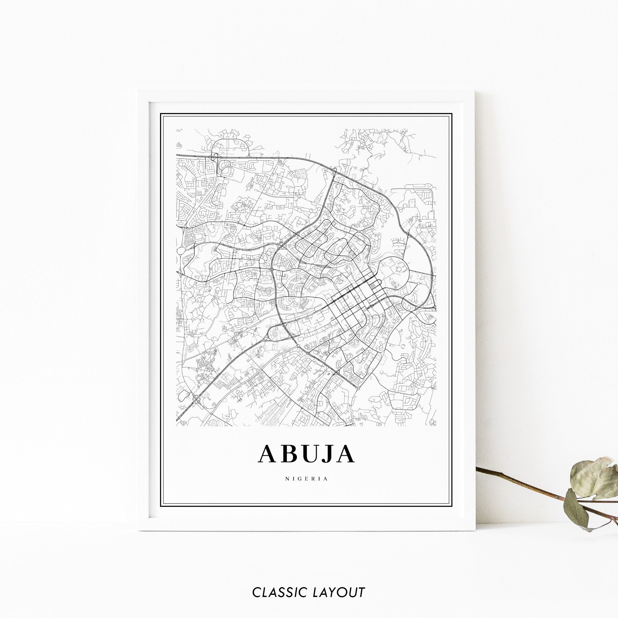 Full Map Of Abuja Abuja Nigeria Map Print Map Art Poster Nigerian City Street | Etsy