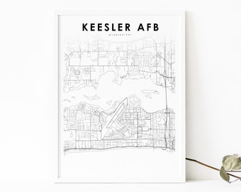 Keesler AFB MS Map Print, Mississippi USA Map Art Poster, Air Force Base City Street Map Print Nursery Room, Office Wall Decor Printable Map