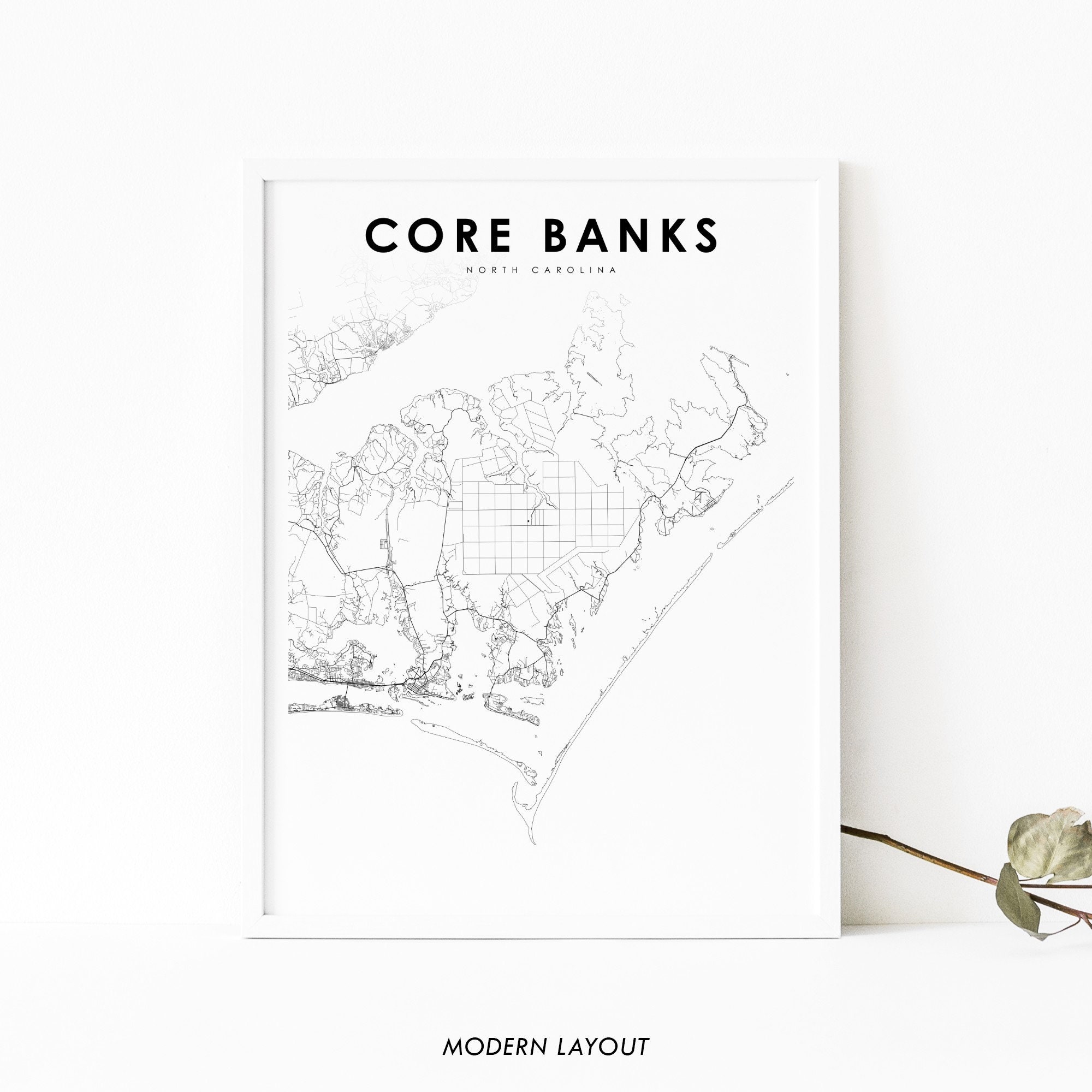 Coloriage Outer Banks A Imprimer Core Banks NC carte impression Caroline du Nord USA carte Art - Etsy Canada
