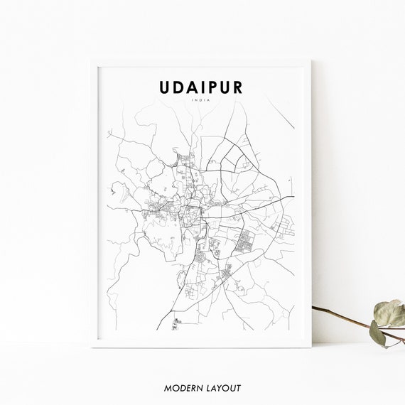 Udaipur In Rajasthan Map Udaipur India Map Print Map Art Poster Rajasthan City | Etsy Ireland