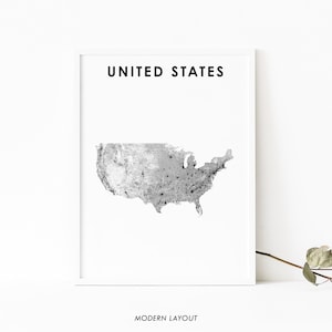Vereinigte Staaten Festland Karte Druck, Land Straßen Karte Kunst Poster, USA Straßen Nordamerika Karte Kunst Kinderzimmer Wand Büro Dekor, druckbare Karte